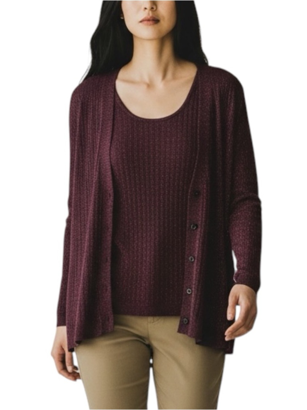 CHICO’s Burgundy Sparkling Cardigan Sweater Set — Mixed Sizes -- Career/Work